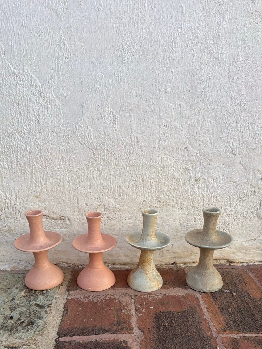 Pink Ceramic Candlestick