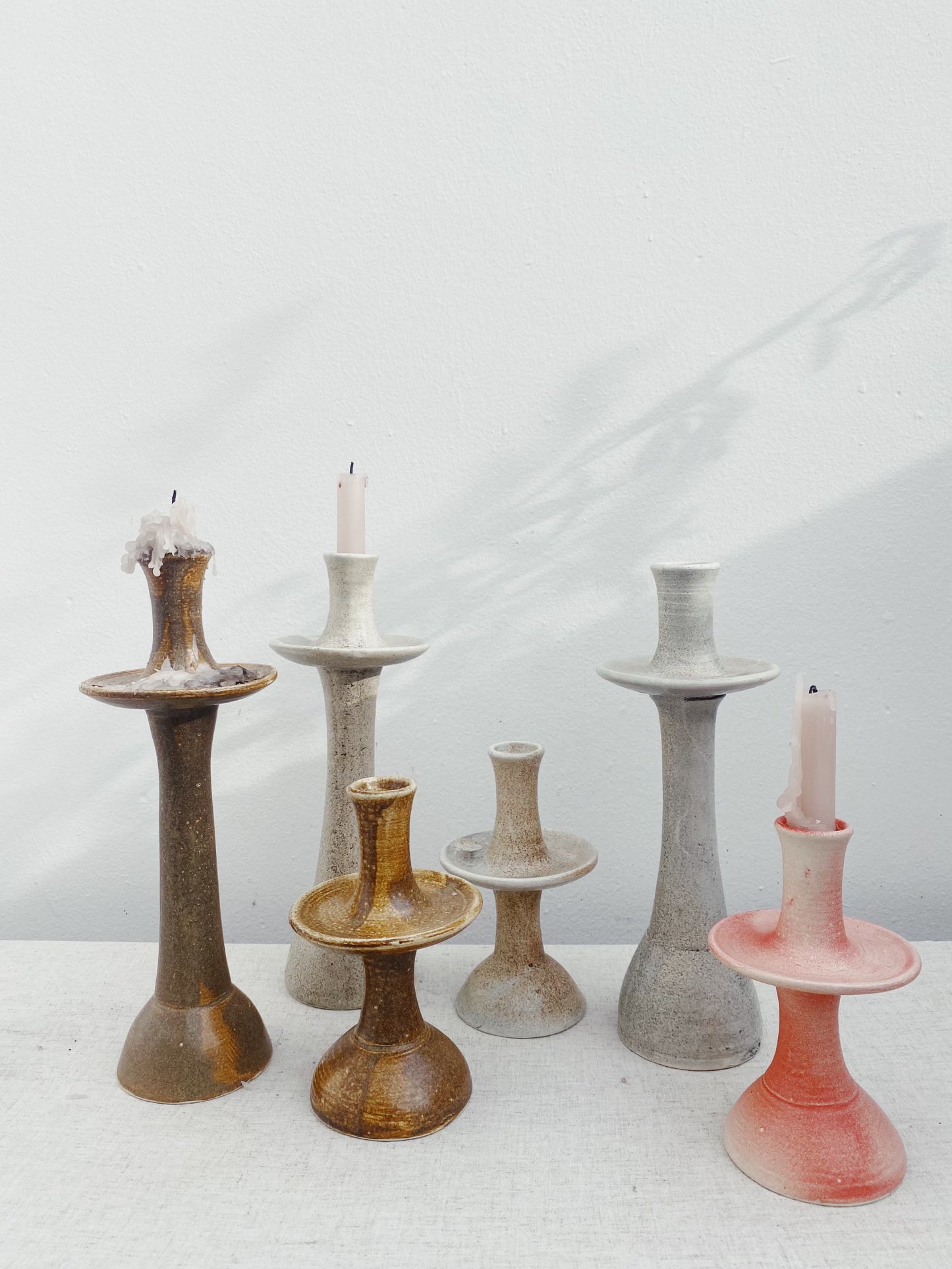 Pink Ceramic Candlestick