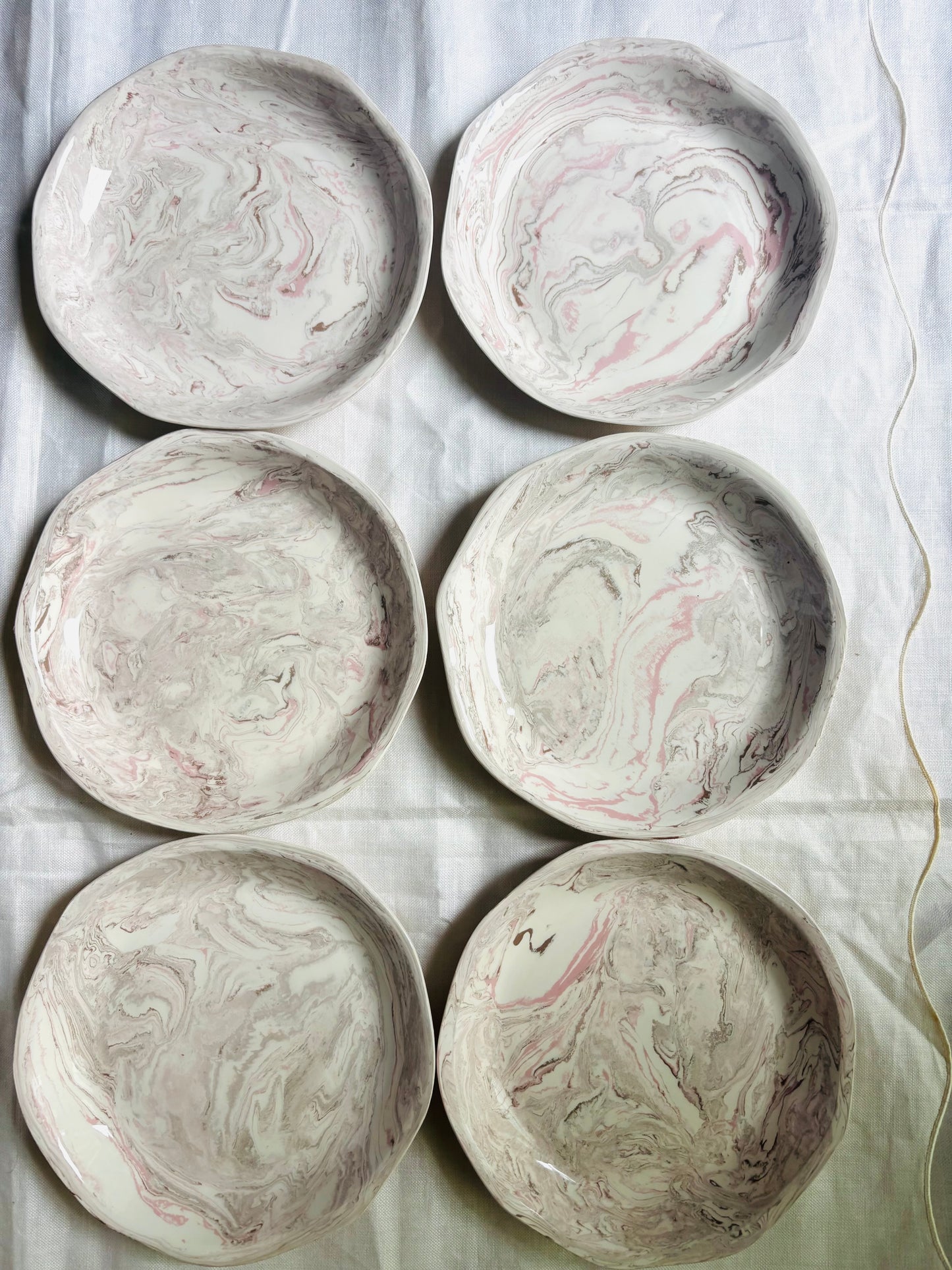 SALE-light pink shallow bowls