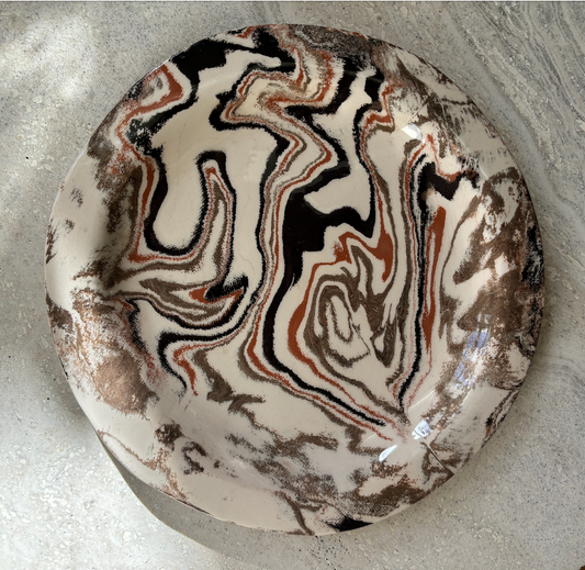 Ceramic Marbleized Plate- SIENA -each one unique in pattern