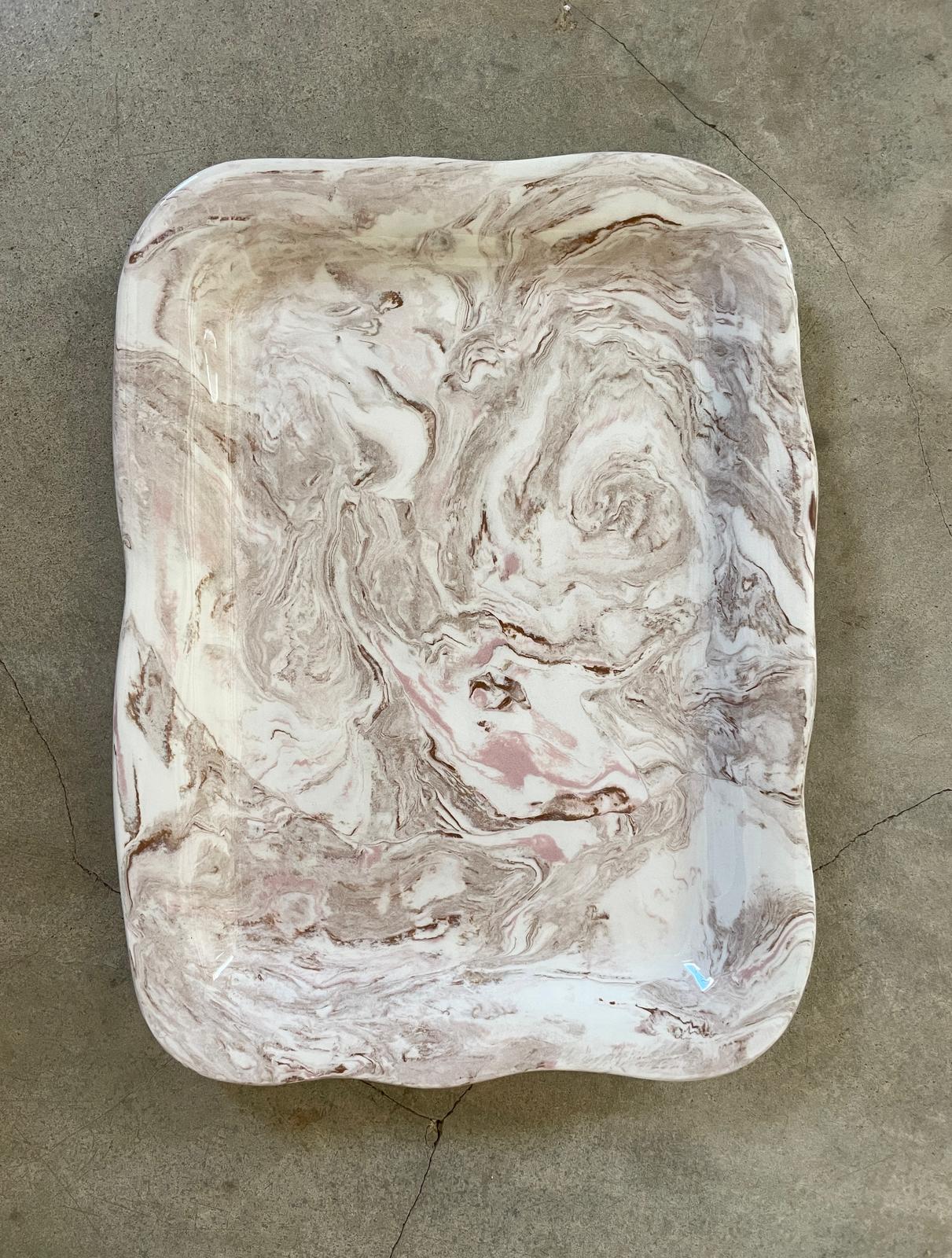 Marbleized ceramic platter- desert rose 2