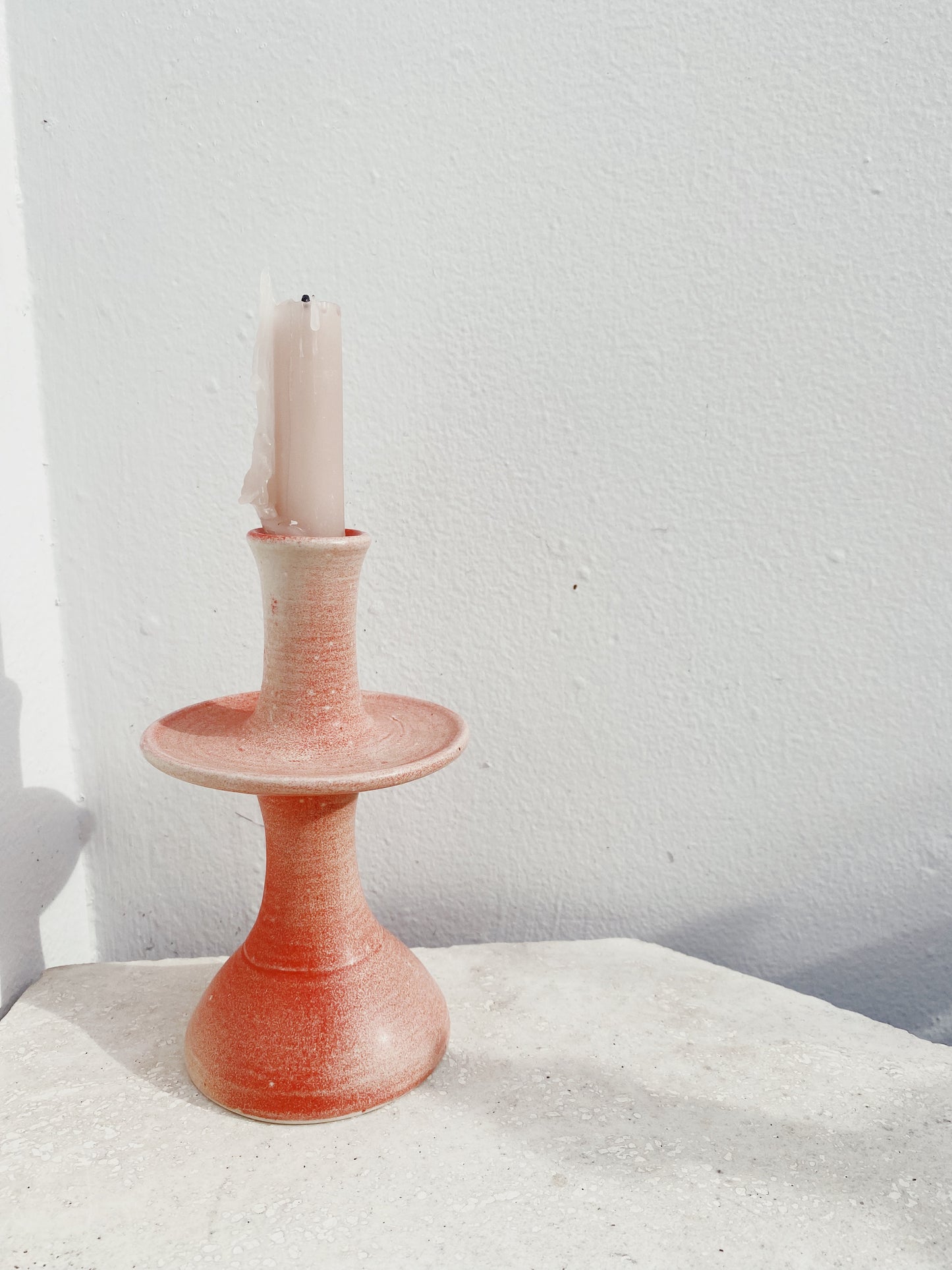 Pink Ceramic Candlestick