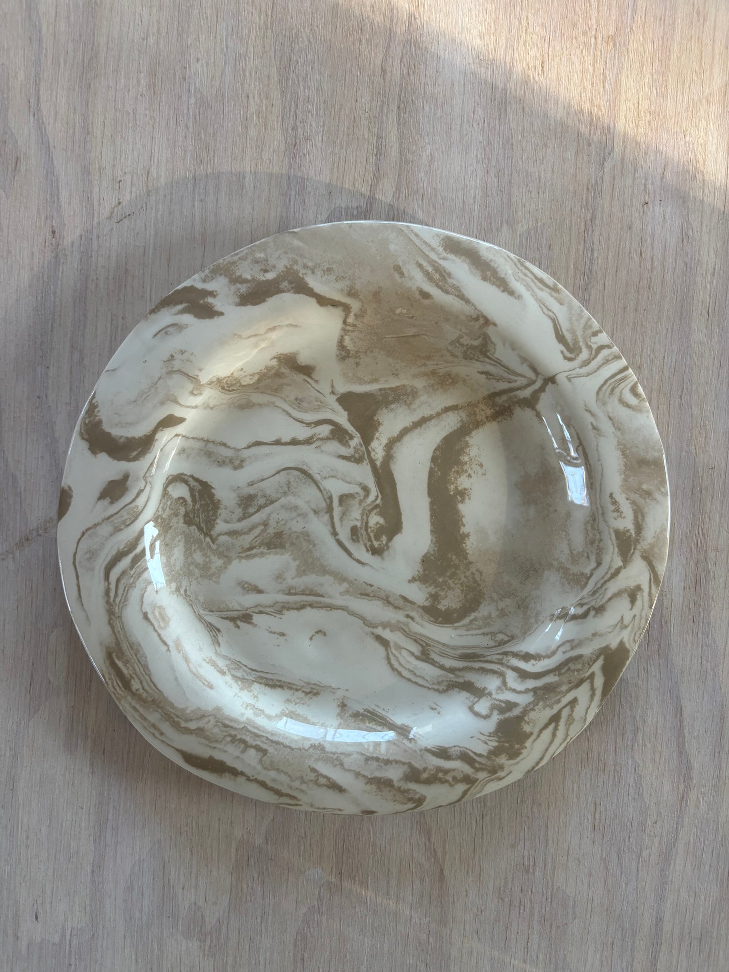 Ceramic Marbleized Plate- VERT BLANC -002