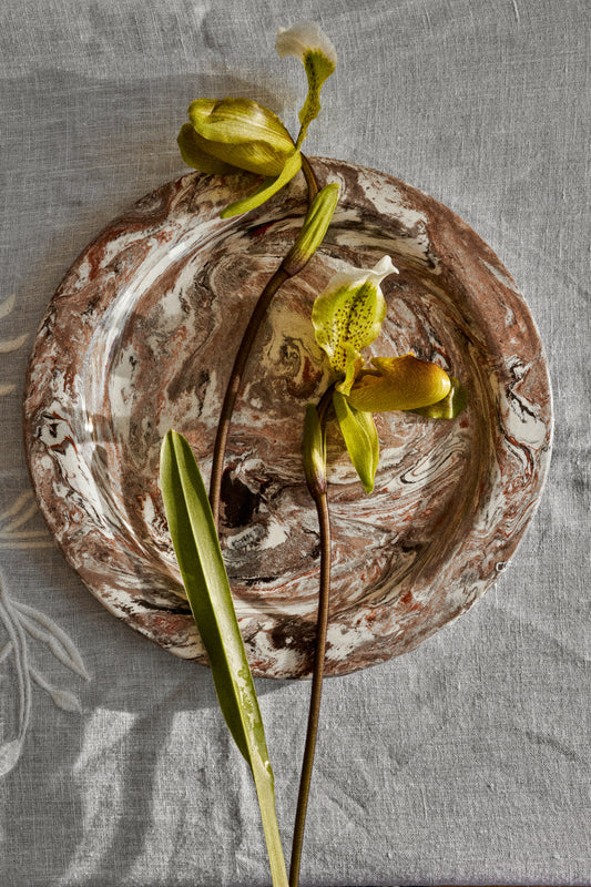 Ceramic Marblelized plate TERRA DI SIENNA  (Pre-order)