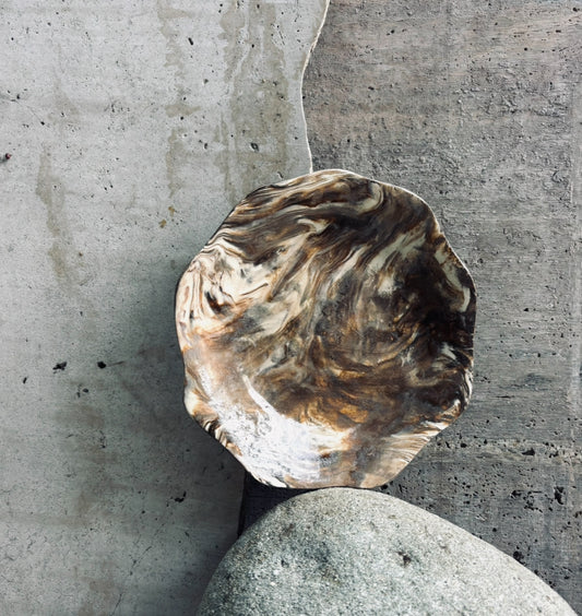 Marbleized shallow bowl- earth