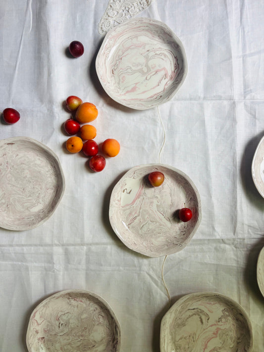 SALE-light pink shallow bowls