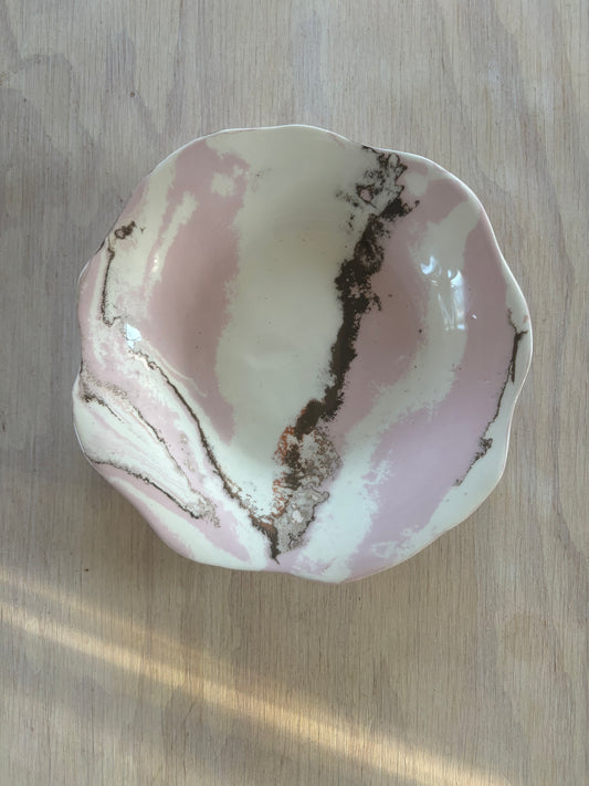 Ceramic Marbleized Shallow Bowl- A WILD ROSE 001