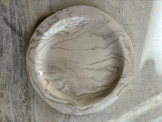 Ceramic Marblelized plate-VERT BLANC 001