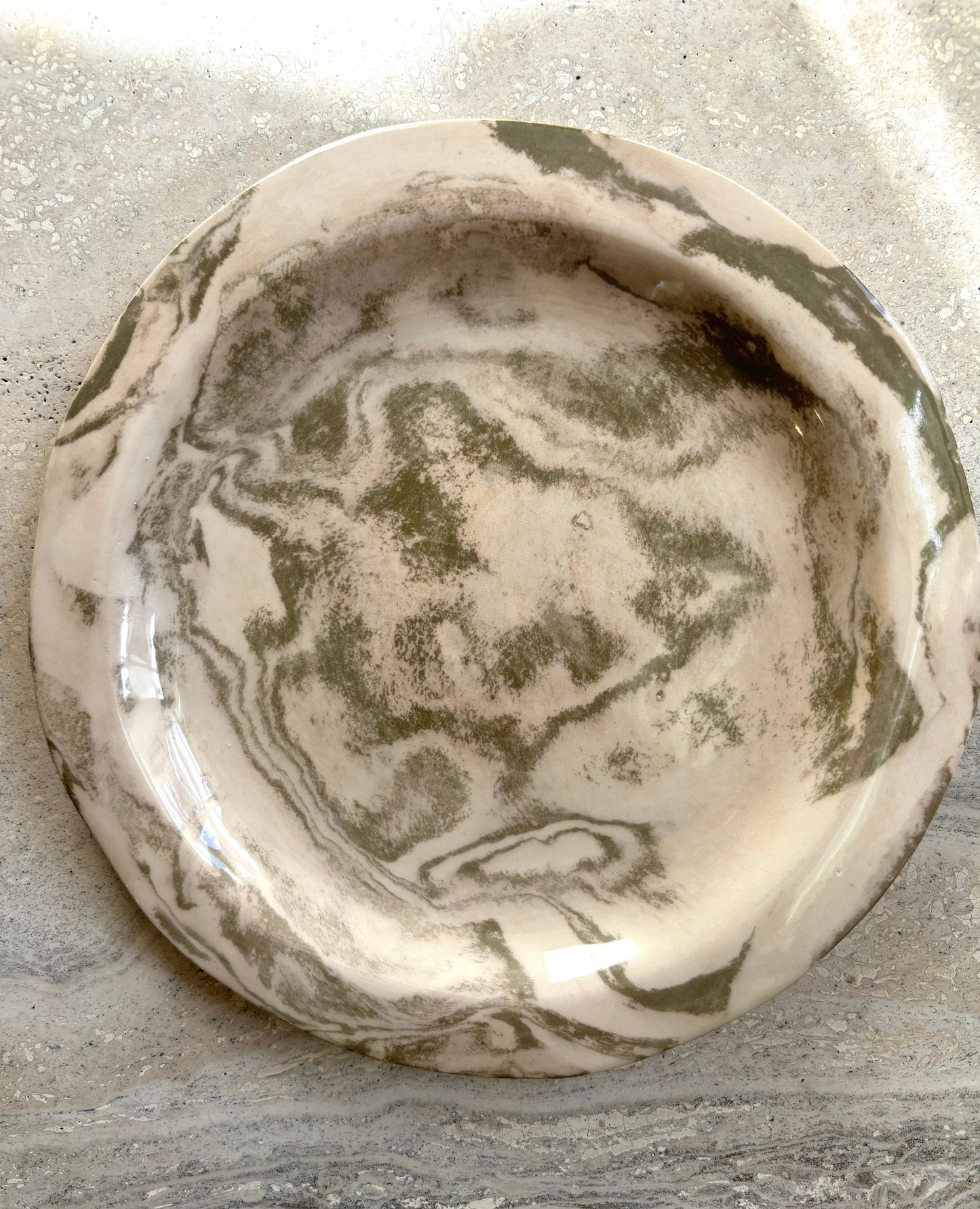 Ceramic Marblelized plate IBIZA GREEN