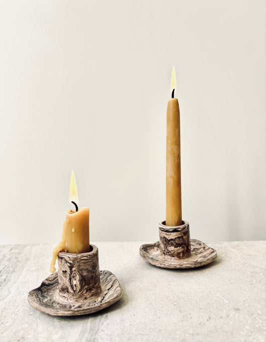 Ceramic Marbleized candle holder- sold individually