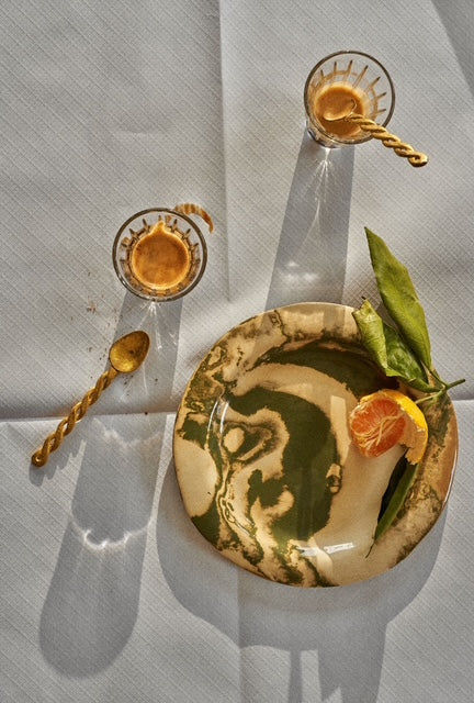 Ceramic Marblelized plate IBIZA GREEN - Pre-Order (Ships April 30th)