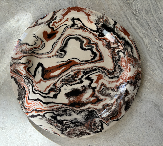 Ceramic Marbelized Plate- SIENNA - each one unique
