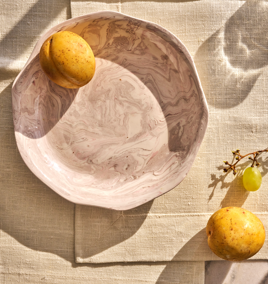 Ceramic Marblelized plate A WILD ROSE