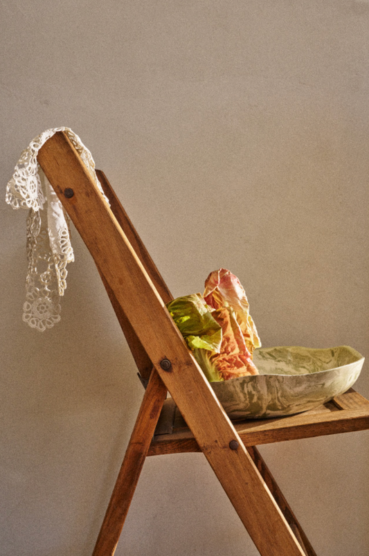 Ceramic Marblelized serving bowl IBIZA GREEN - Pre-Order (Ships April 30th)