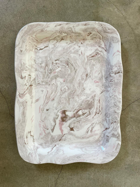 Marbelized ceramic platter- desert rose