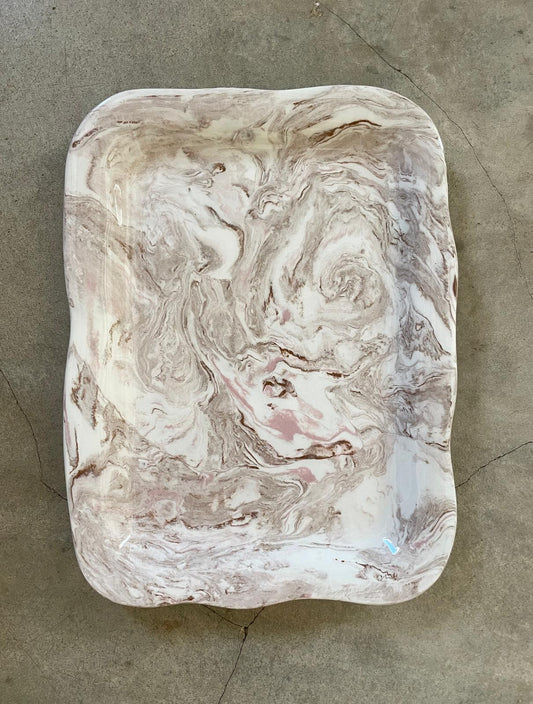 Marbleized ceramic platter- desert rose 2